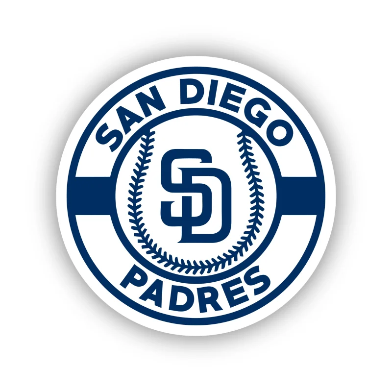 San Diego Padres - White Circle with Baseball - Iron On DTF Transfer - Custom Size