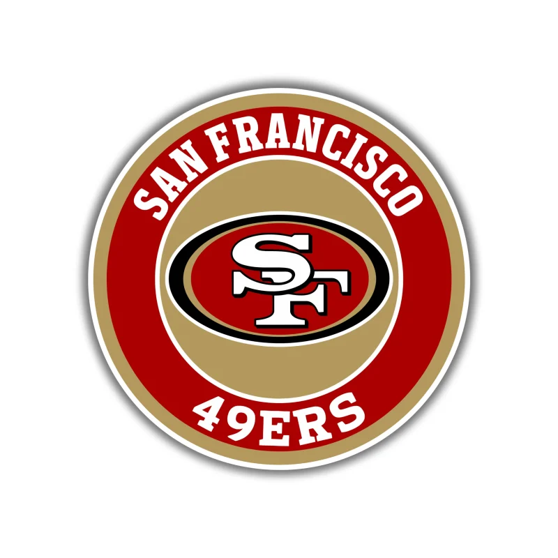 San Francisco 49ers - Gold and Red Circle - Iron On DTF Transfer - Custom Size