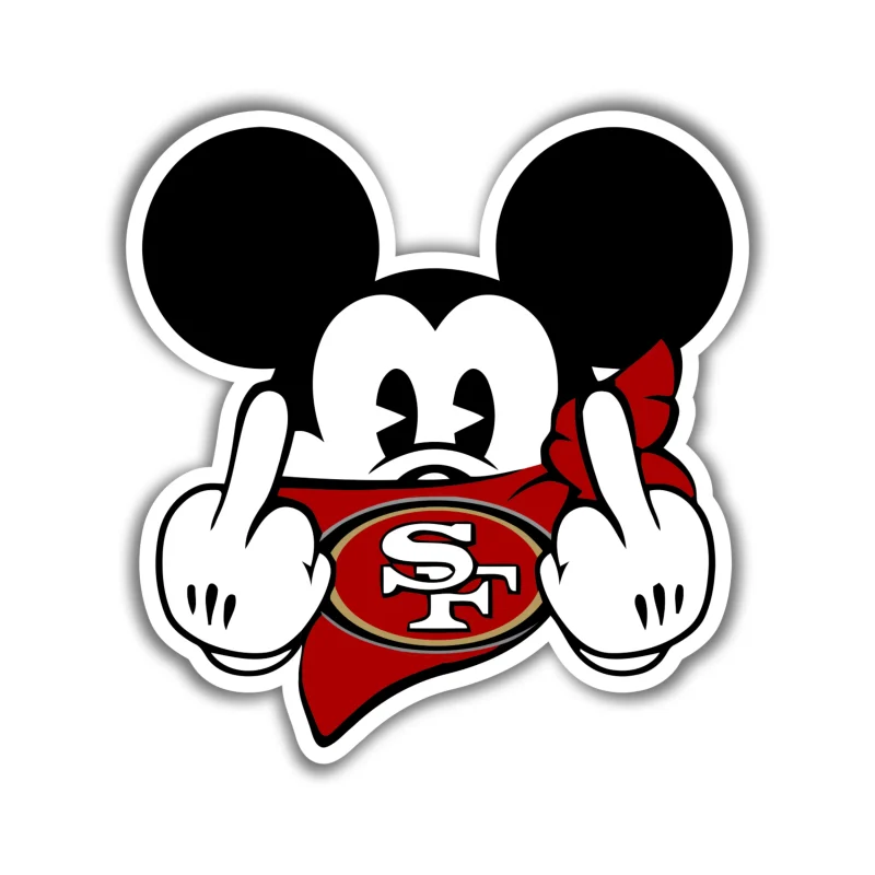 San Francisco 49ers - Mickey Mouse with Bandana - Iron On DTF Transfer - Custom Size
