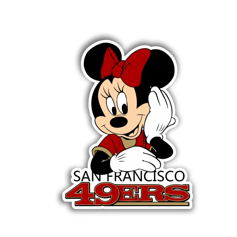 San Francisco 49ers - Minnie Mouse with Letters Below - Iron On DTF Transfer - Custom Size