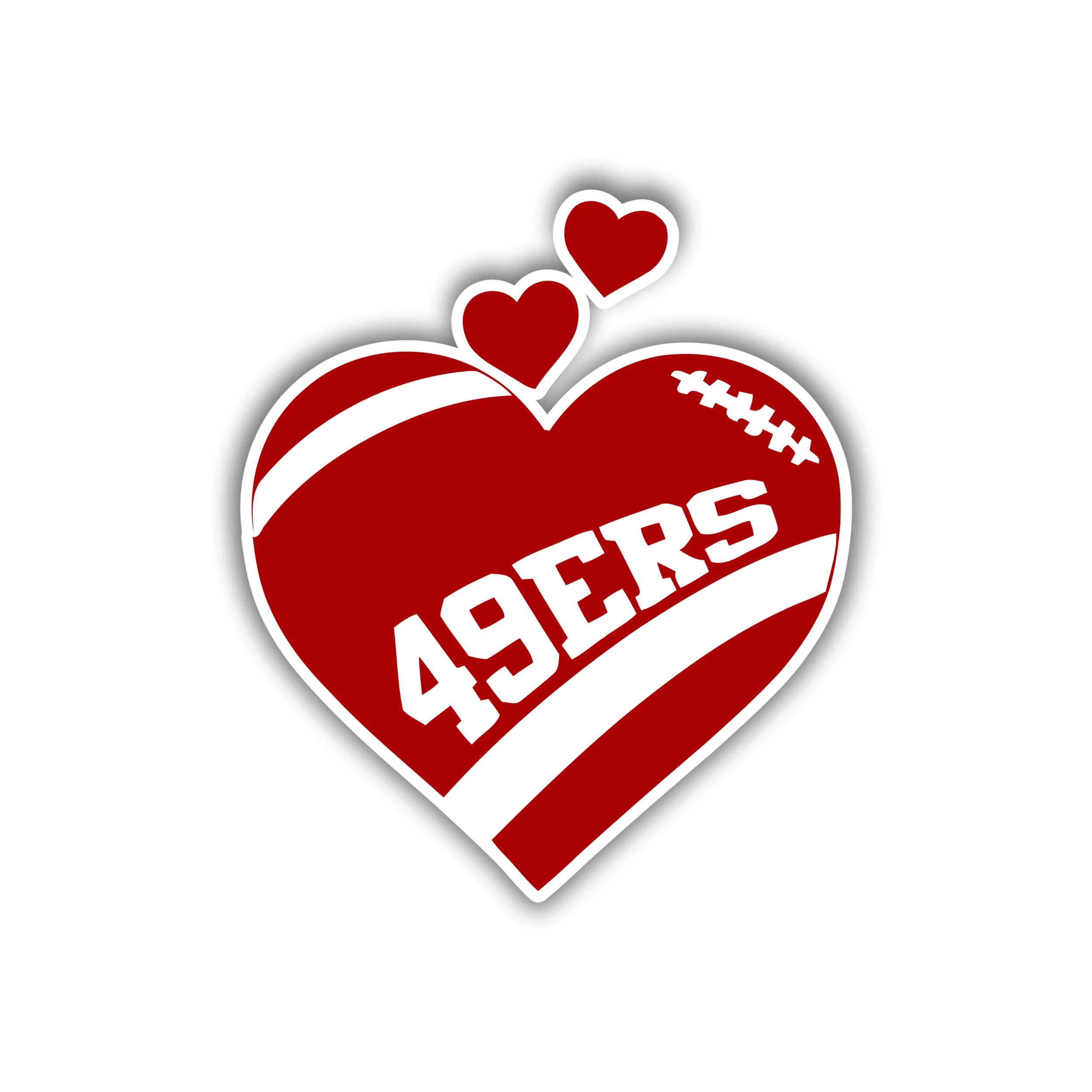 San Francisco 49ers - Red Football Heart - Iron On DTF Transfer - Custom Size