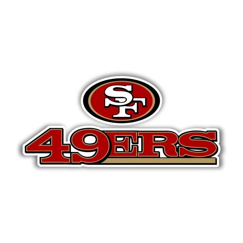San Francisco 49ers - SF with Red Lettering - Iron On DTF Transfer - Custom Size