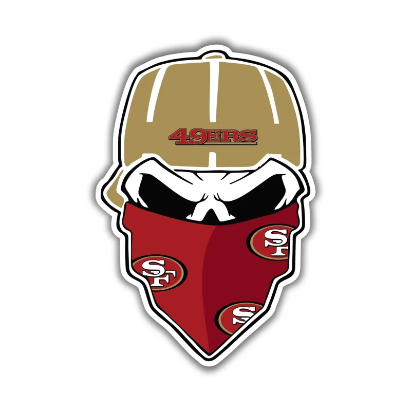 San Francisco 49ers - Skull with Cap - Iron On DTF Transfer - Custom Size