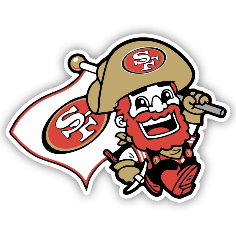 San Francisco 49ers - Sourdough Sam with Flag - Full Color Vinyl Sticker - Custom Size