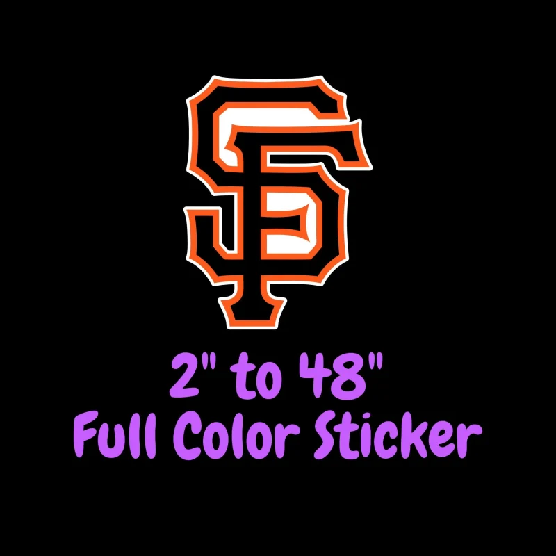 San Francisco Giants - Black SF - Full Color Vinyl Sticker - Custom Size
