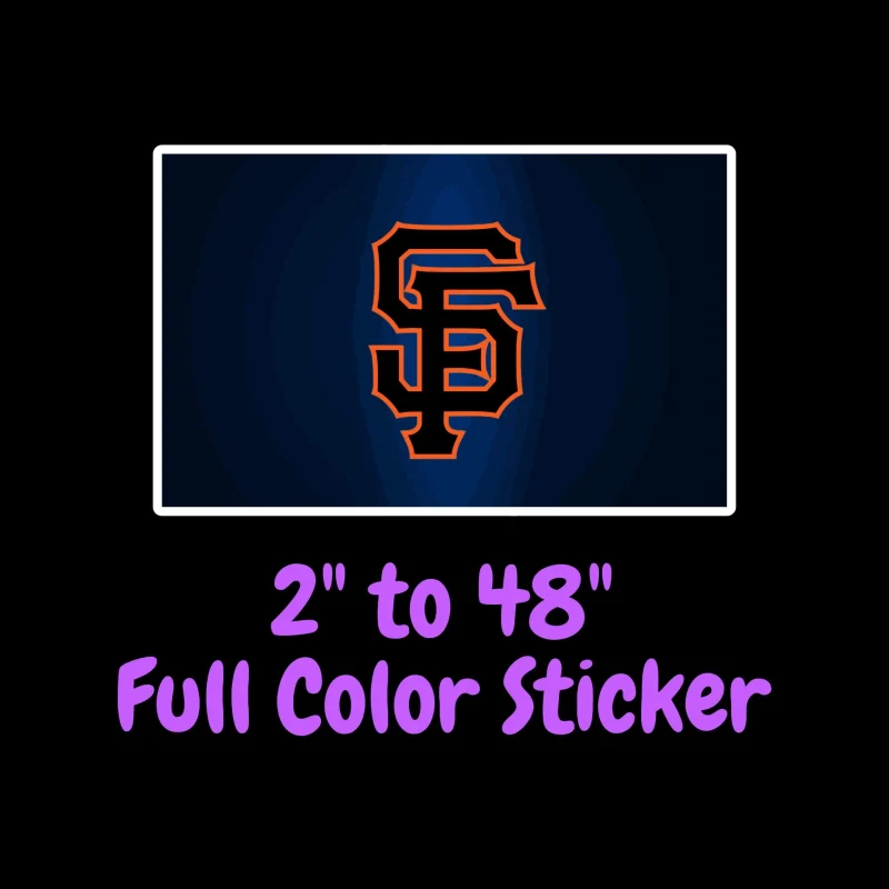 San Francisco Giants - Blue Background With SF - Full Color Vinyl Sticker - Custom Size