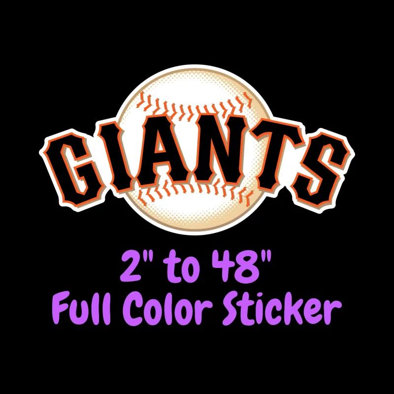 San Francisco Giants - Giants With Baseball - Full Color Vinyl Sticker - Custom Size