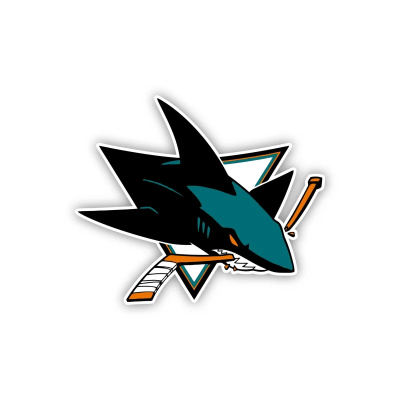 San Jose Sharks - Shark With Hockey Stick - Iron On DTF Transfer - Custom Size