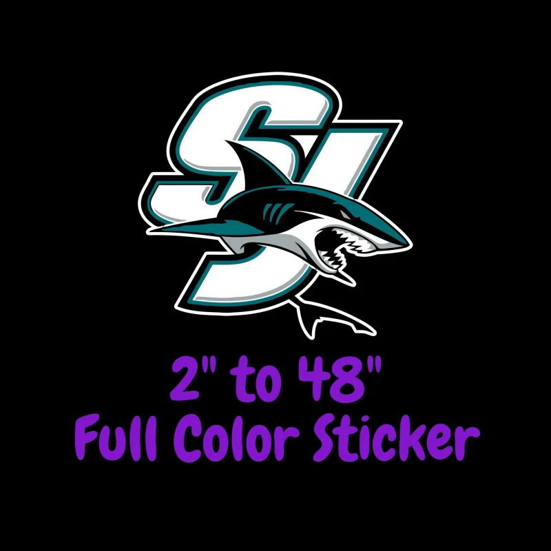 San Jose Sharks - SJ With Shark - Full Color Vinyl Sticker - Custom Size