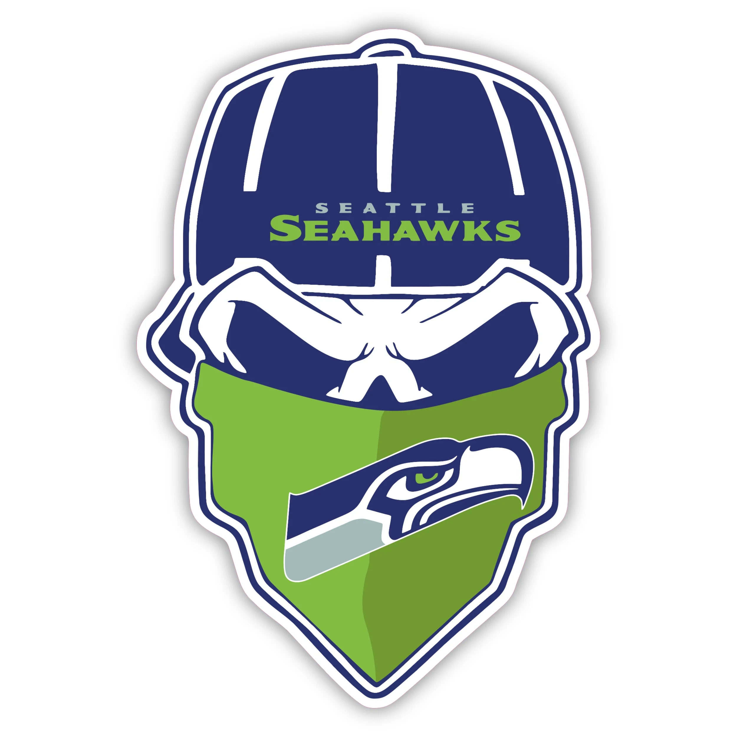 Seattle Seahawks - Skull with Cap - Iron On DTF Transfer - Custom Size