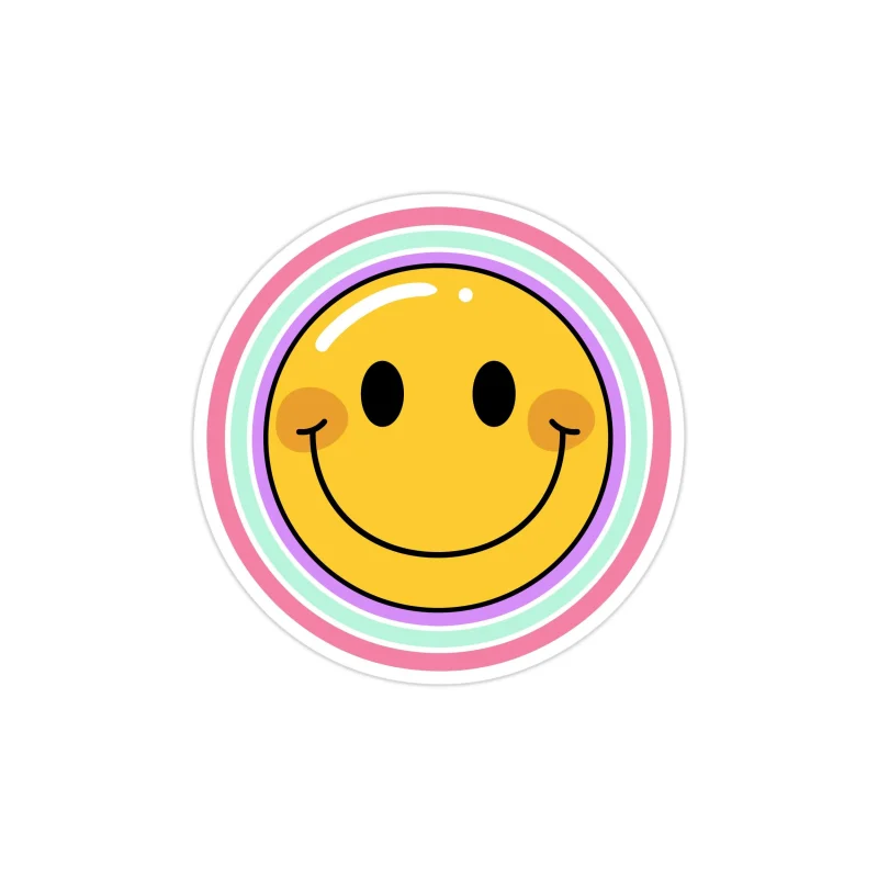 Smiley Face Full Color Vinyl Decal - Custom Size