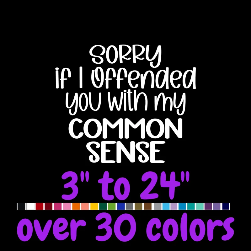 Sorry If I Offended You With My Common Sense Vinyl Decal - Custom Size