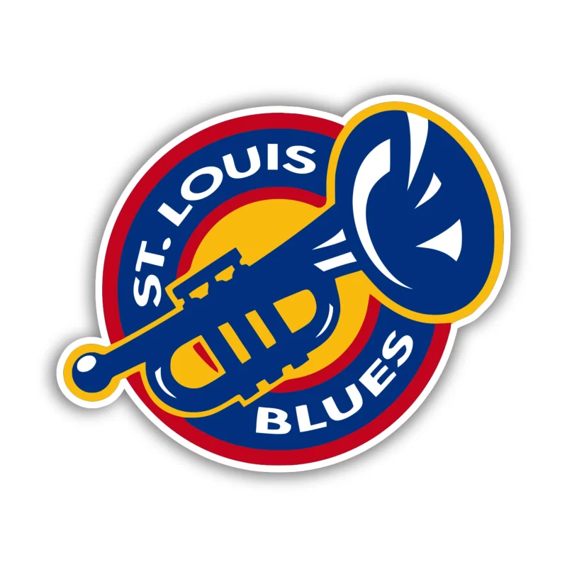 St Louis Blues - Circle With Horn - Iron On DTF Transfer - Custom Size