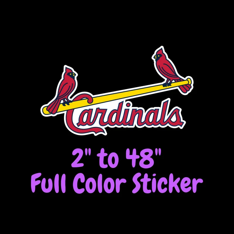 St. Louis Cardinals - 2 Birds With Cardinals - Full Color Vinyl Sticker - Custom Size