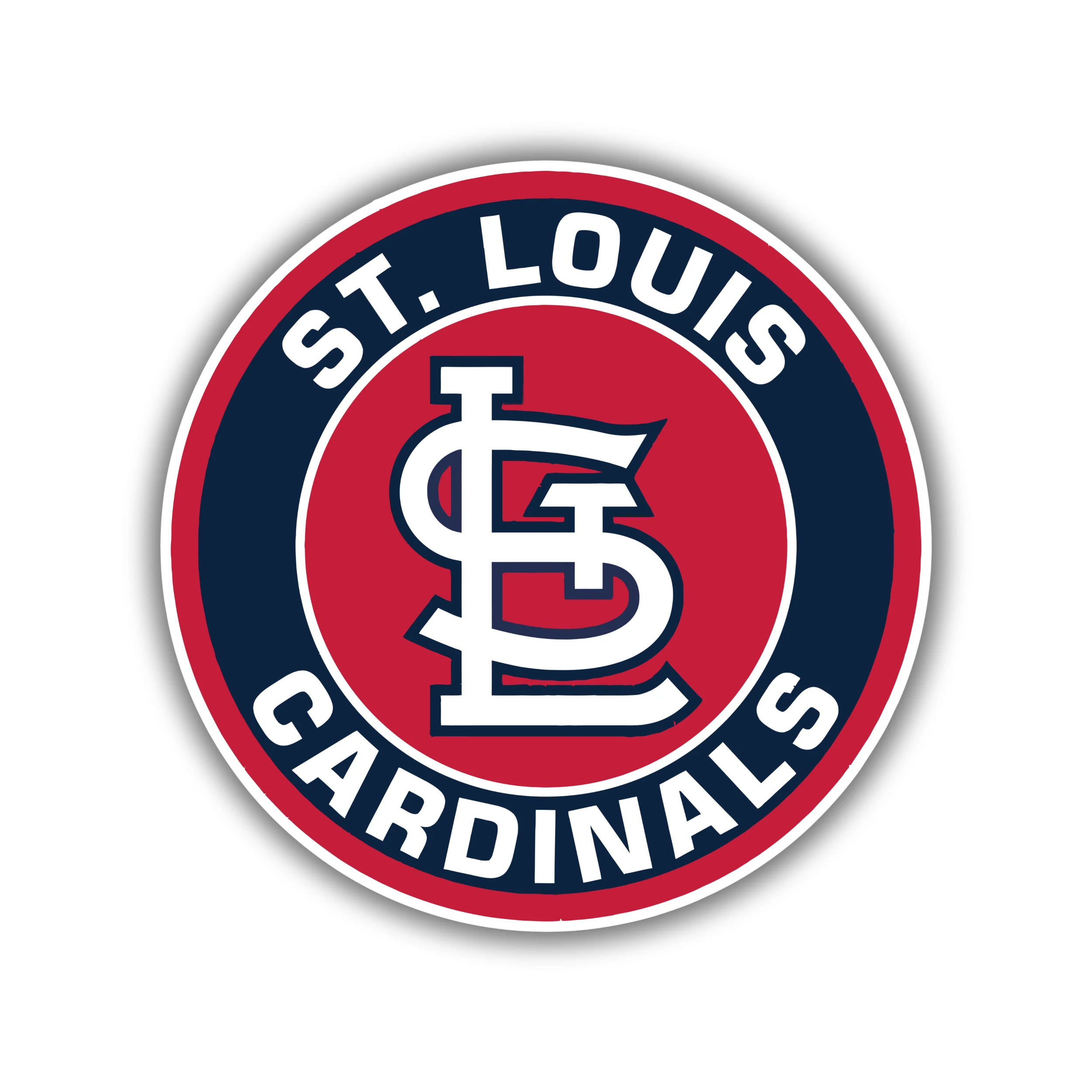 St. Louis Cardinals - Blue and Red Circle with Name - Iron On DTF Transfer - Custom Size