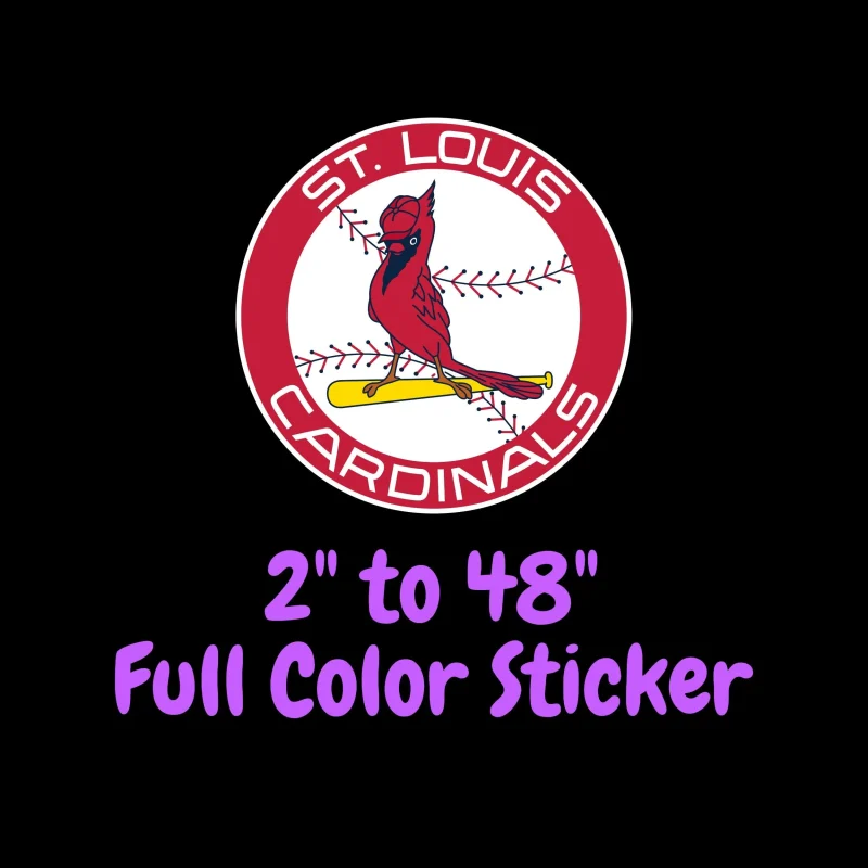 St. Louis Cardinals - Circle With Baseball And Bird In Middle - Full Color Vinyl Sticker - Custom Size