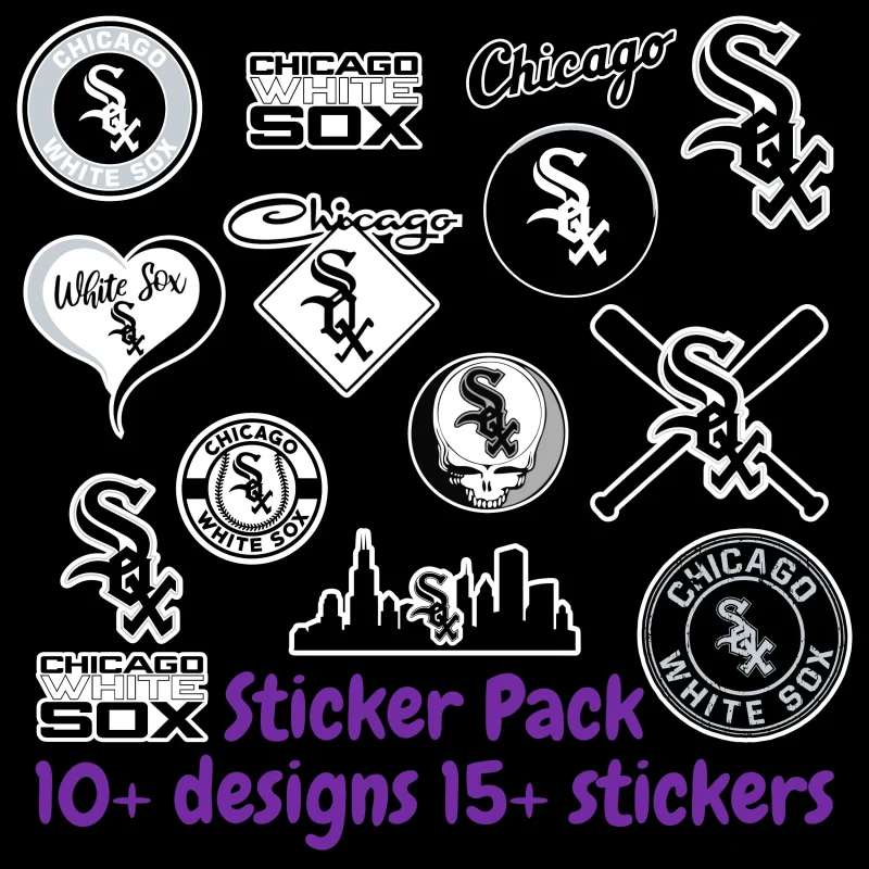 Chicago White Sox Sticker Pack; Hydroflask decal ; Laptop Decal ; Yeti Decal;  Cell phone Decal;  Vinyl Car Decal- Custom Size