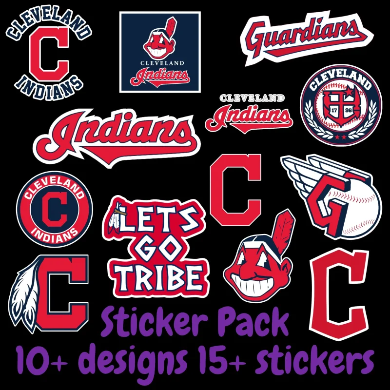 Cleveland Indians Sticker Pack; Hydroflask decal ; Laptop Decal ; Yeti Decal;  Cell phone Decal;  Vinyl Car Decal- Custom Size