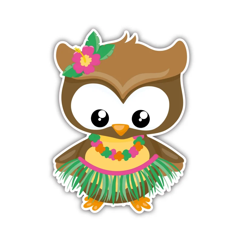 Summer Owl - Full Color Vinyl Sticker - Custom Size