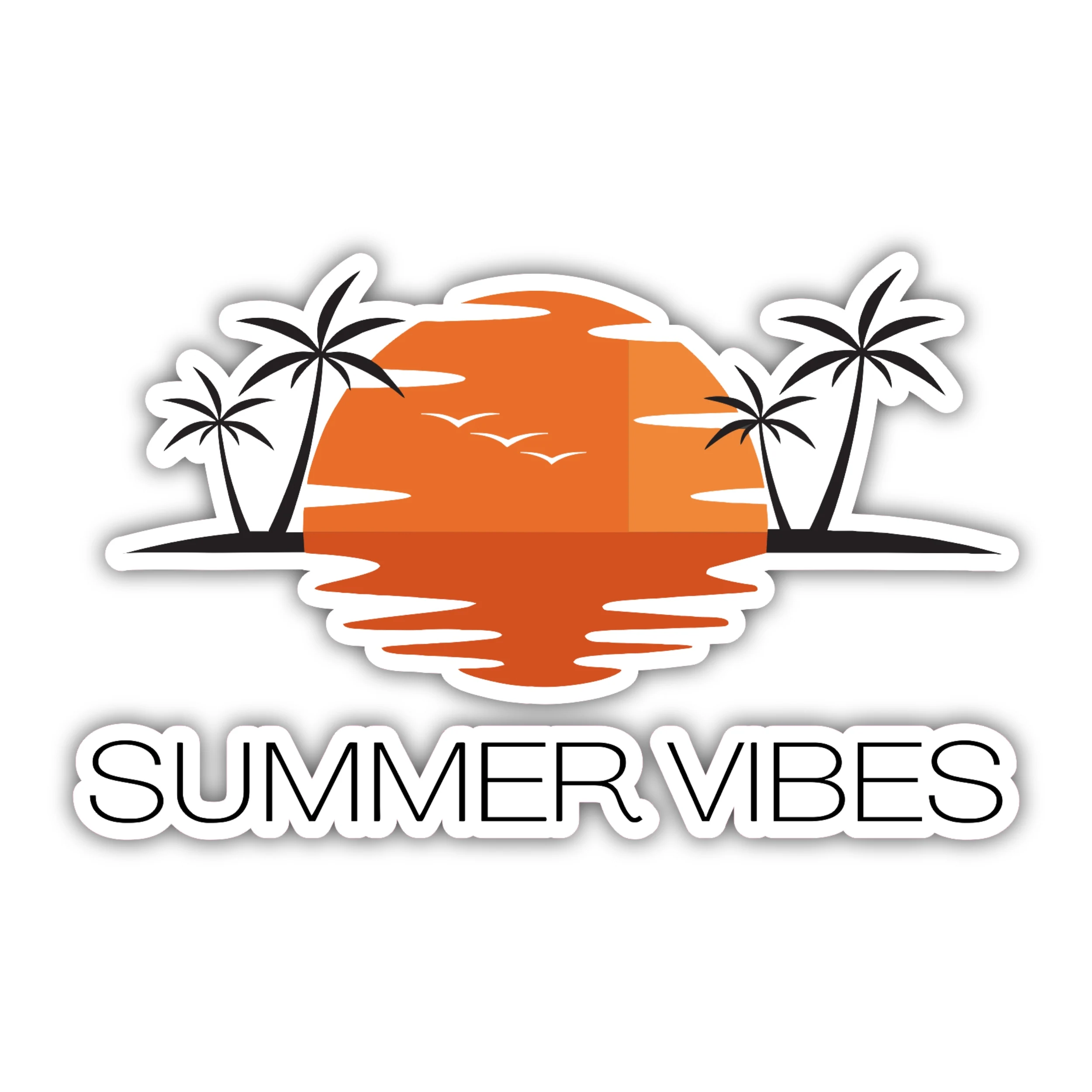 Summer Vibes With Palm Trees Full Color Vinyl Decal - Custom Size