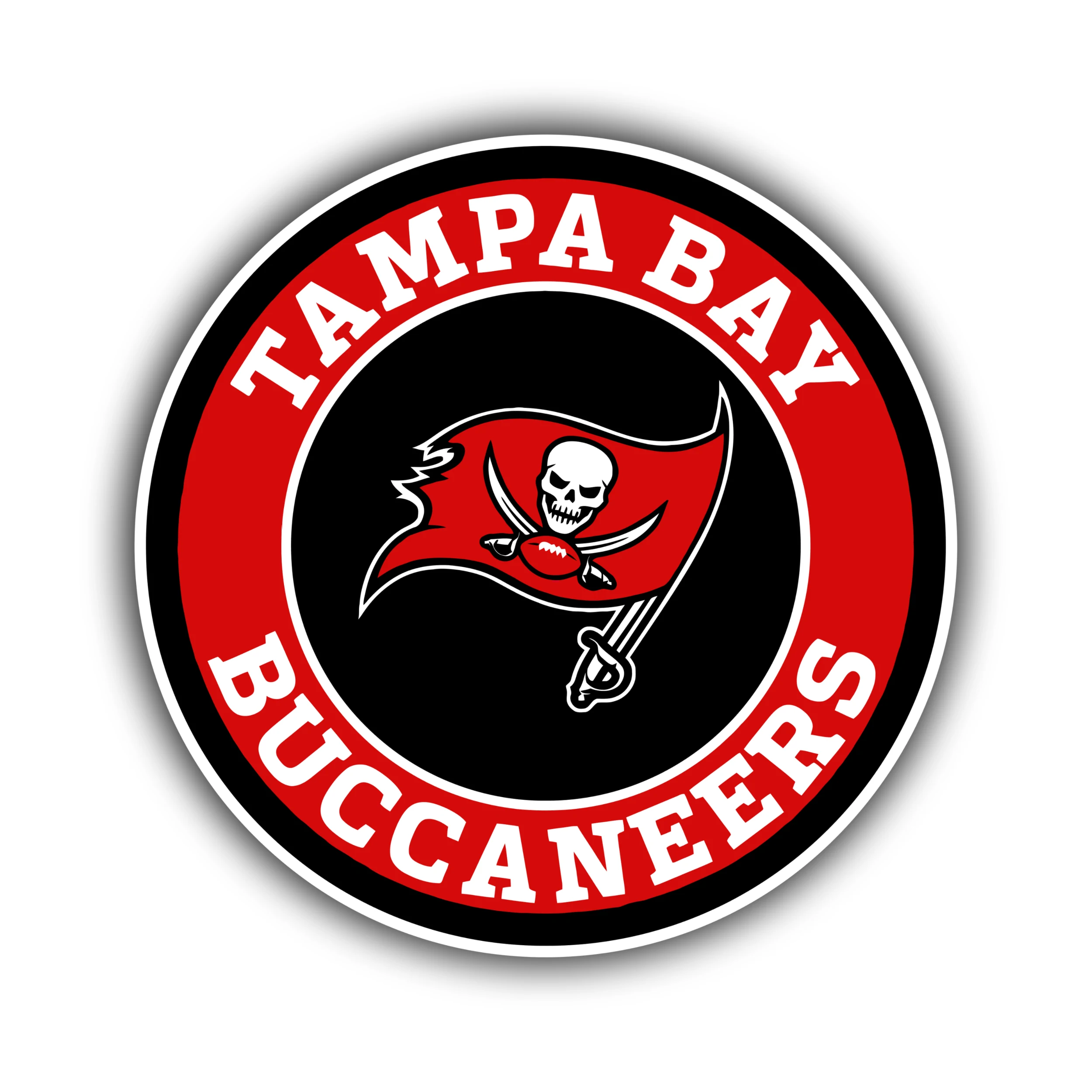 Tampa Bay Buccaneers - Flag Circle - Full Color Vinyl Sticker - Custom Size