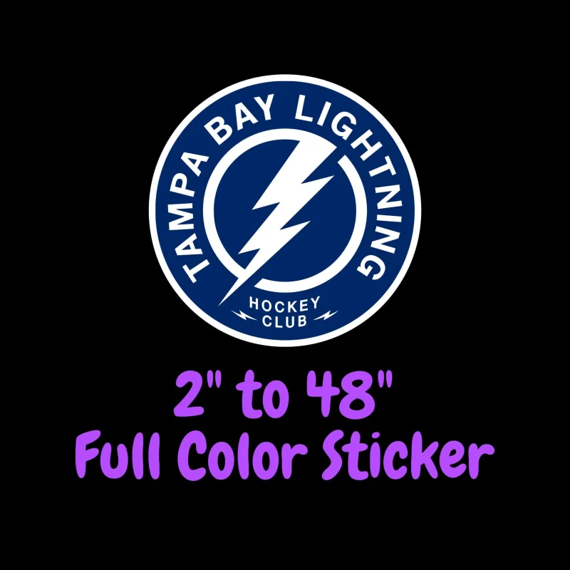 Tampa Bay Lightning - Blue Circle With Name - Full Color Vinyl Sticker - Custom Size