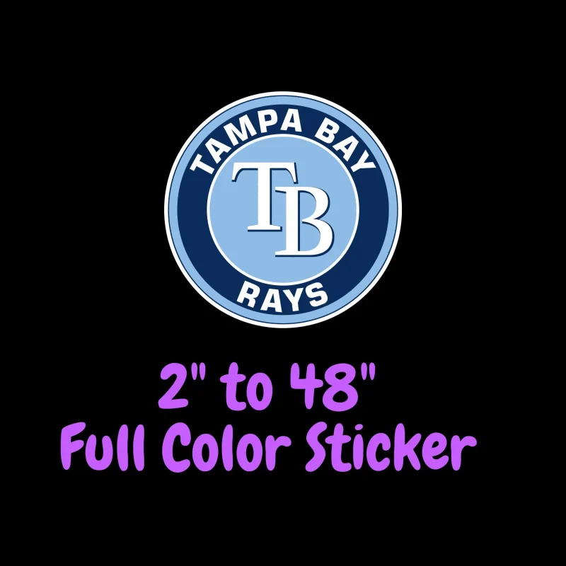 Tampa Bay Rays - Circle With Name - Full Color Vinyl Sticker - Custom Size