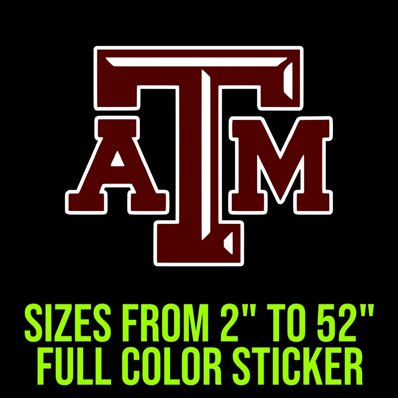 Texas A&M Aggies Full Color Vinyl Decal - Custom Size