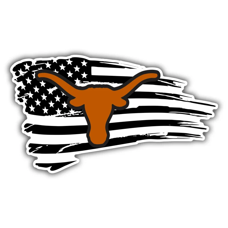 Texas Longhorns Flag Full Color Vinyl Decal - Custom Size