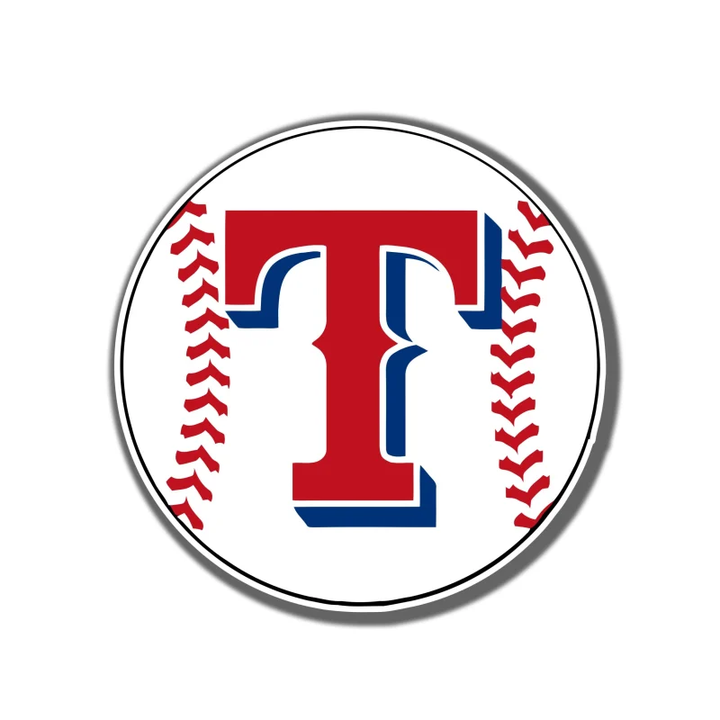 Texas Rangers - Baseball With T - Full Color Vinyl Sticker - Custom Size