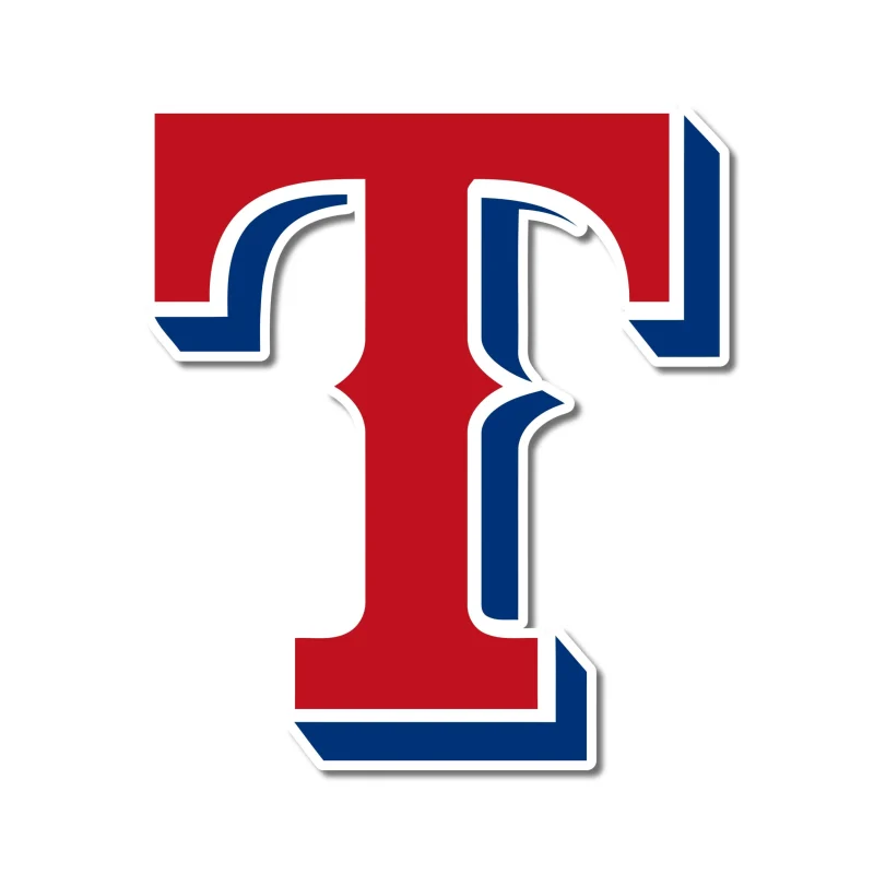 Texas Rangers - Red T - Full Color Vinyl Sticker - Custom Size
