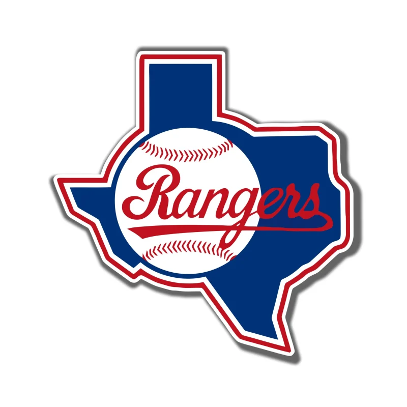 Texas Rangers - State - Full Color Vinyl Sticker - Custom Size