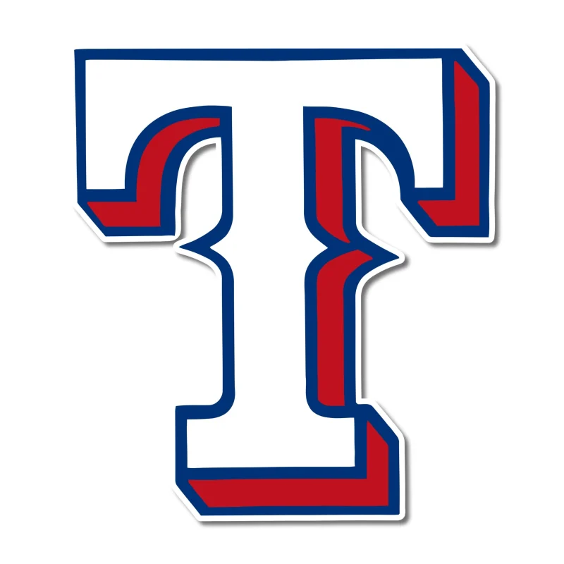 Texas Rangers - White T - Full Color Vinyl Sticker - Custom Size