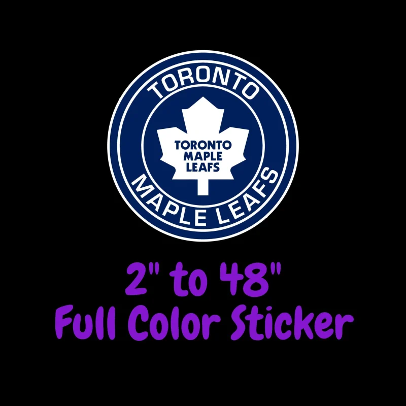 Toronto Maple Leafs - Dark Blue Circle With Name - Full Color Vinyl Sticker - Custom Size