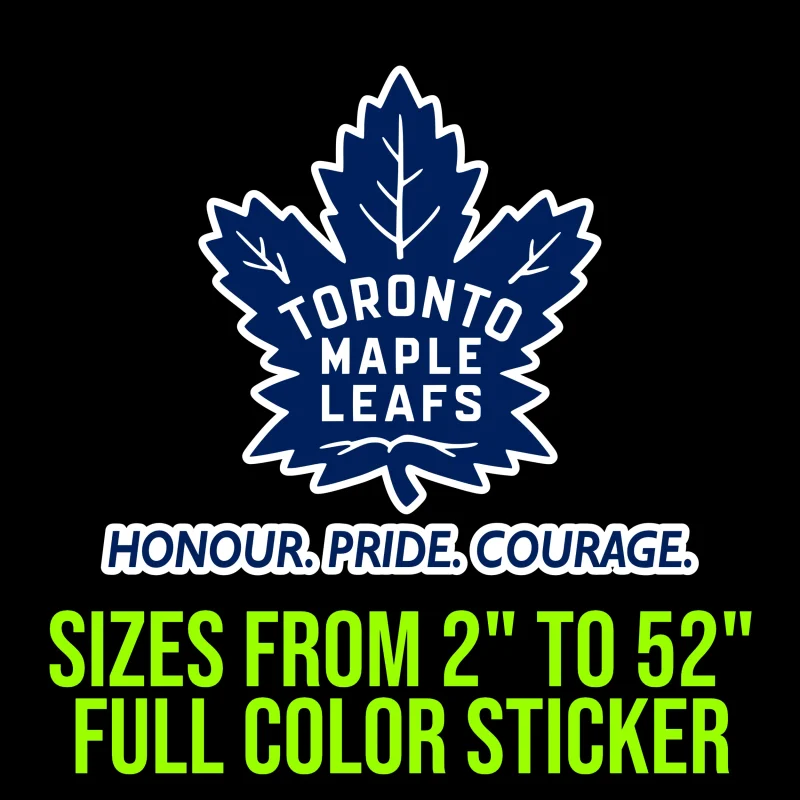 Toronto Maple Leafs - Dark Blue Leaf With Name - Full Color Vinyl Sticker - Custom Size