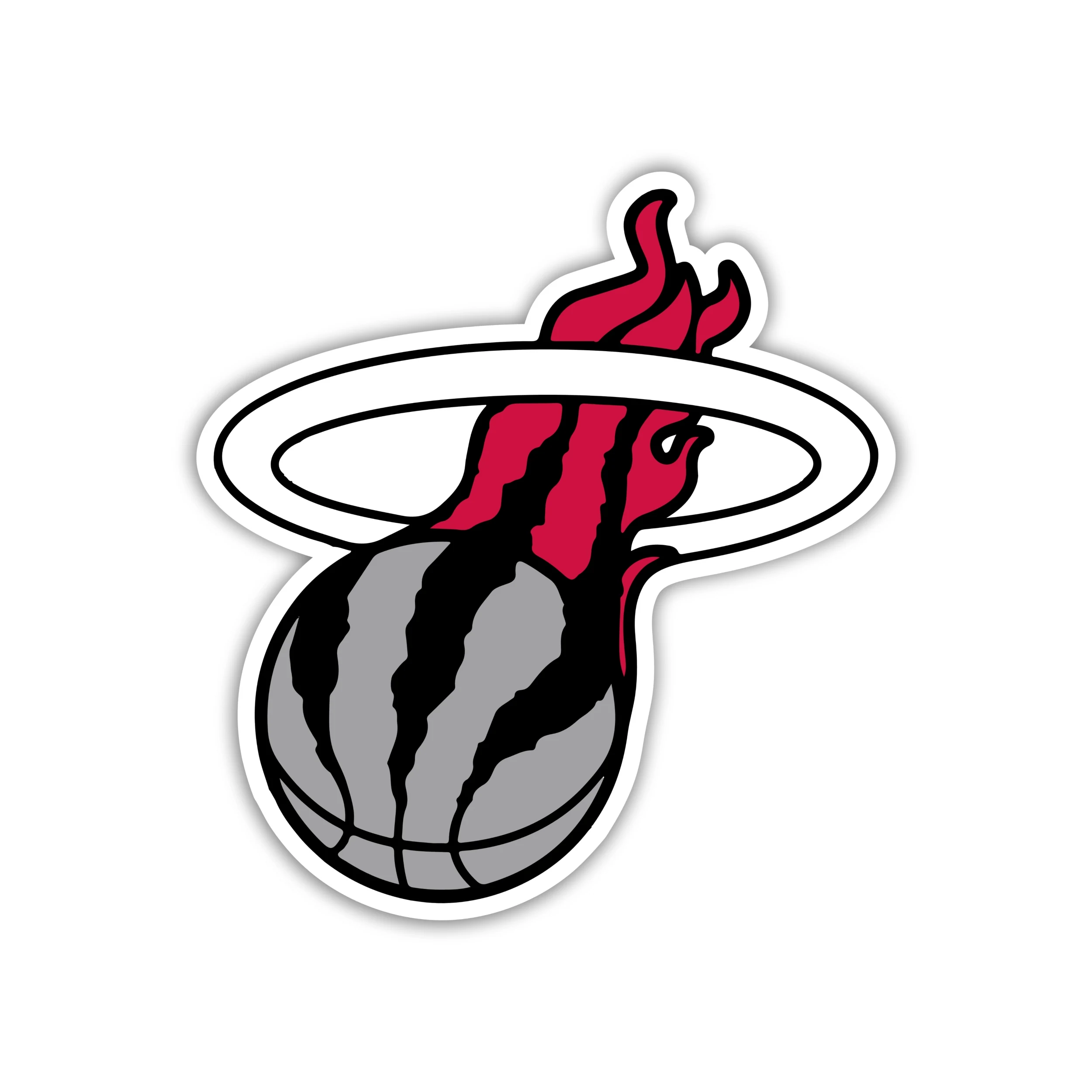 Toronto Raptors - Gray Basketball With Halo - Iron On DTF Transfer - Custom Size