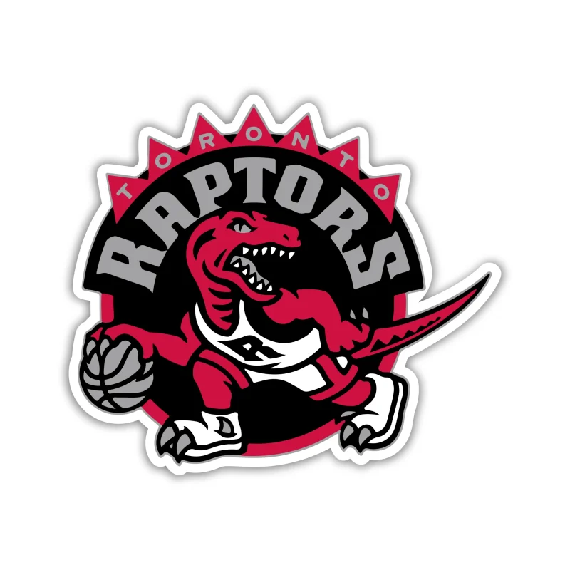Toronto Raptors - Red Raptor With Basketball - Iron On DTF Transfer - Custom Size