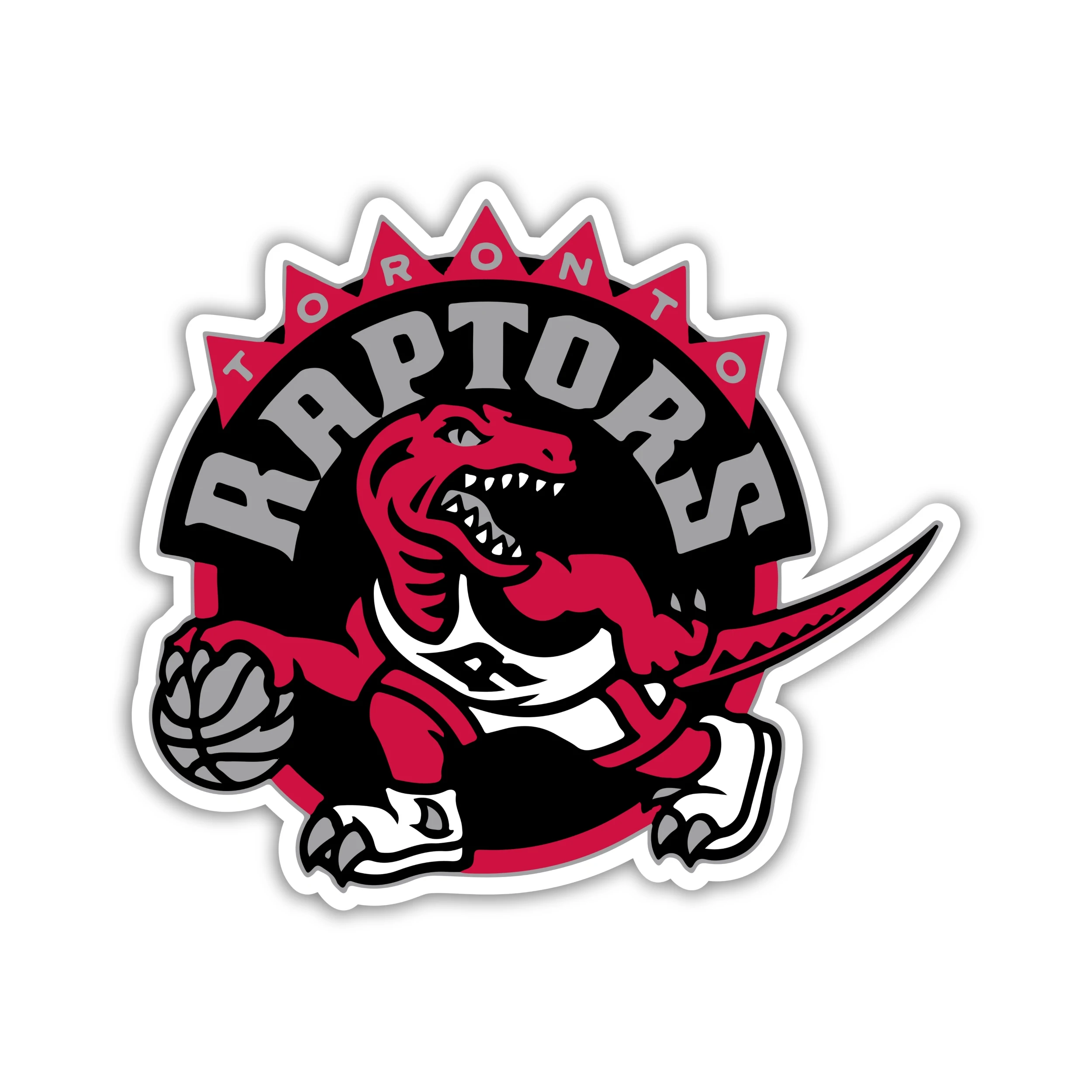 Toronto Raptors - Red Raptor With Basketball - Iron On DTF Transfer - Custom Size