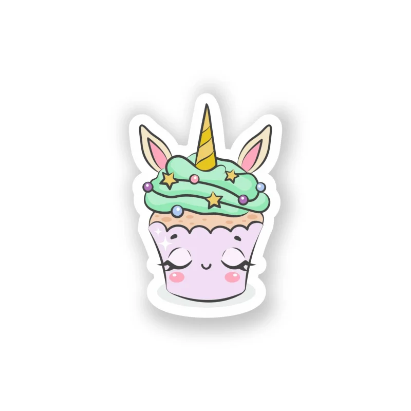 Unicorn Cupcake Full Color Vinyl Decal - Custom Size
