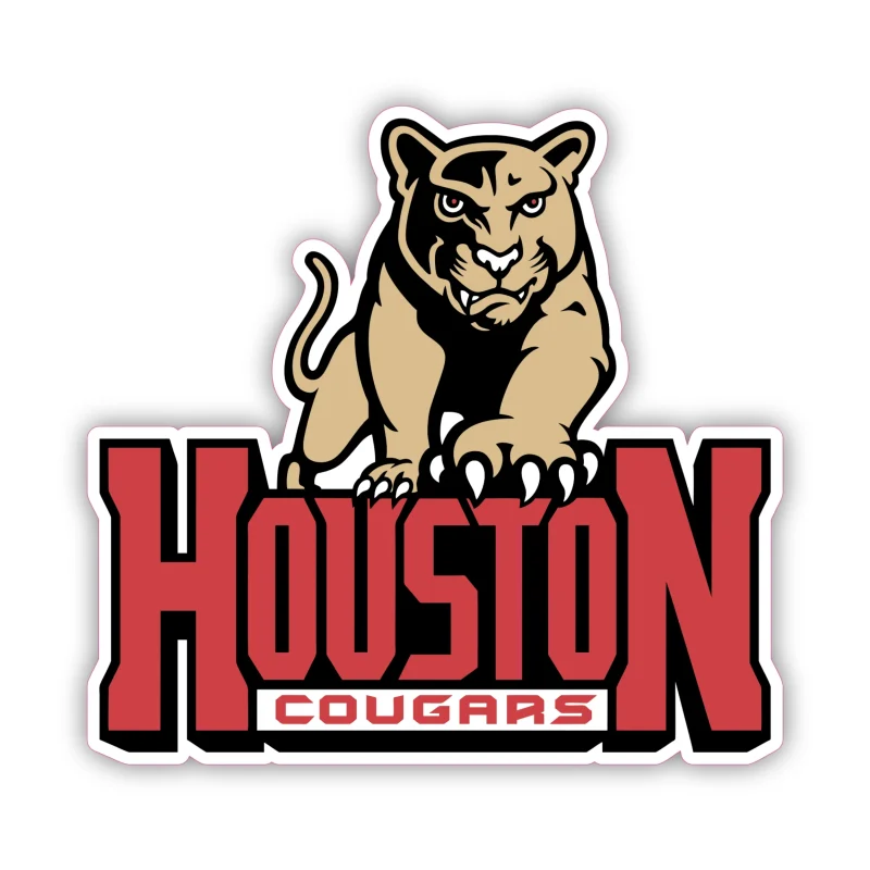 University of Houston Cougars - Cougar with Lettering - Iron On DTF Transfer - Custom Size