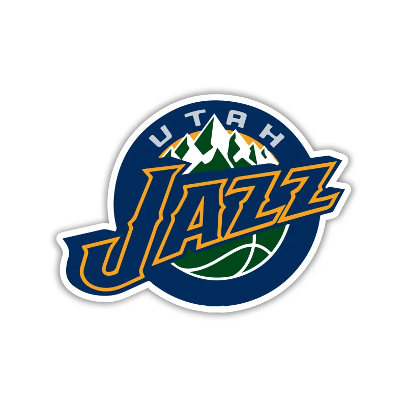 Utah Jazz - Blue Circle And Name With Green Mountain - Iron On DTF Transfer - Custom Size