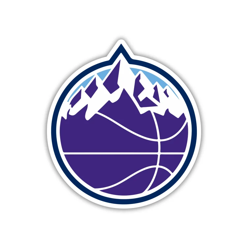 Utah Jazz - Blue Circle With Purple Basketball And Mountain - Iron On DTF Transfer - Custom Size