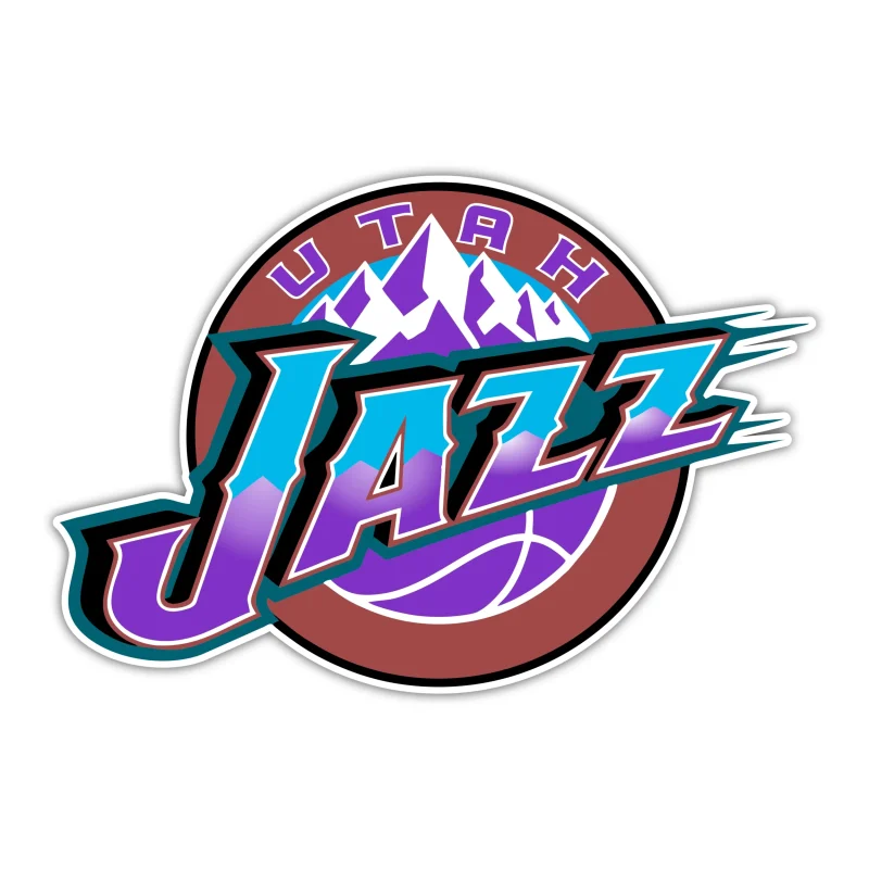 Utah Jazz - Orange Circle with Name And Purple Mountain - Iron On DTF Transfer - Custom Size