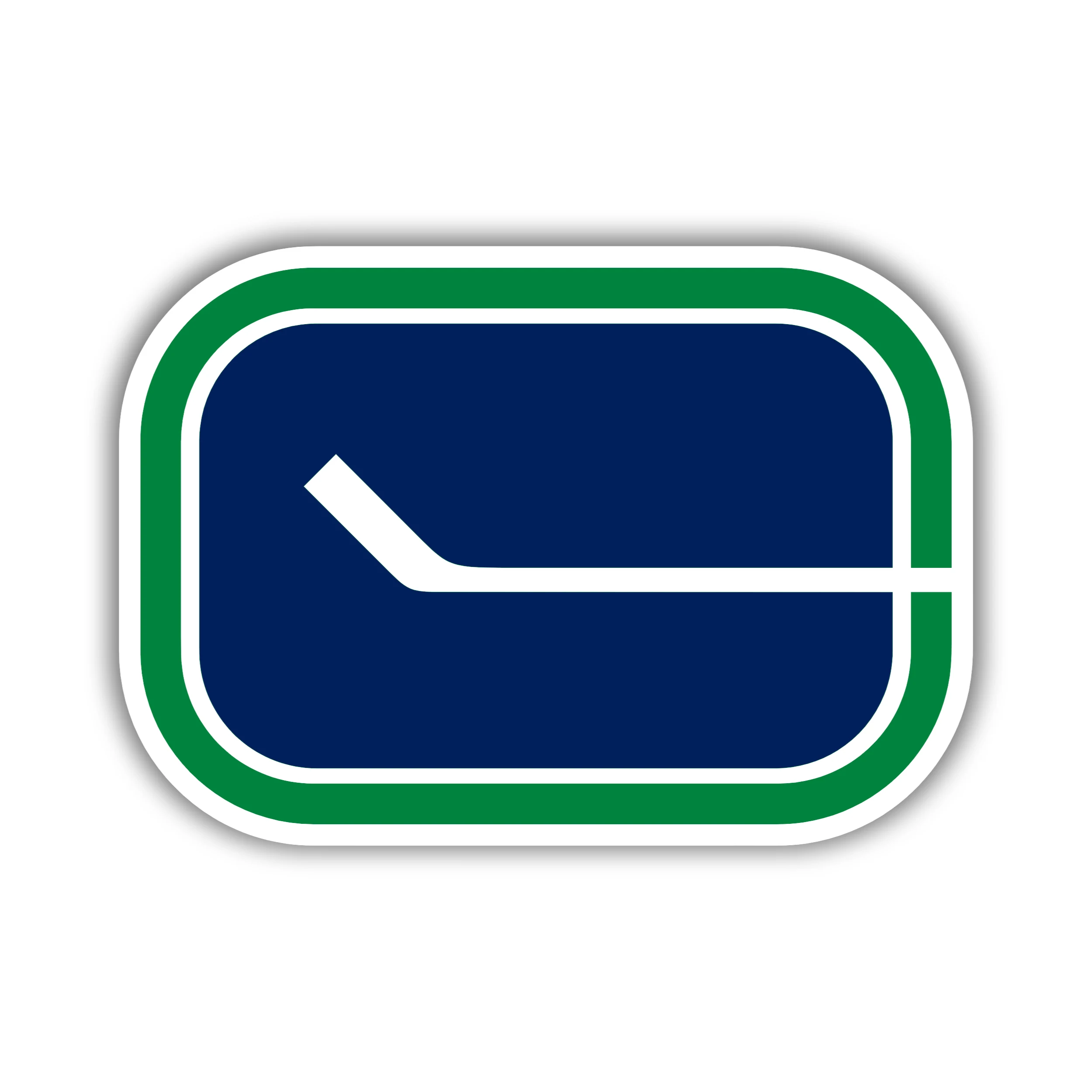 Vancouver Canucks - Rectangle With Hockey Stick - Full Color Vinyl Sticker - Custom Size