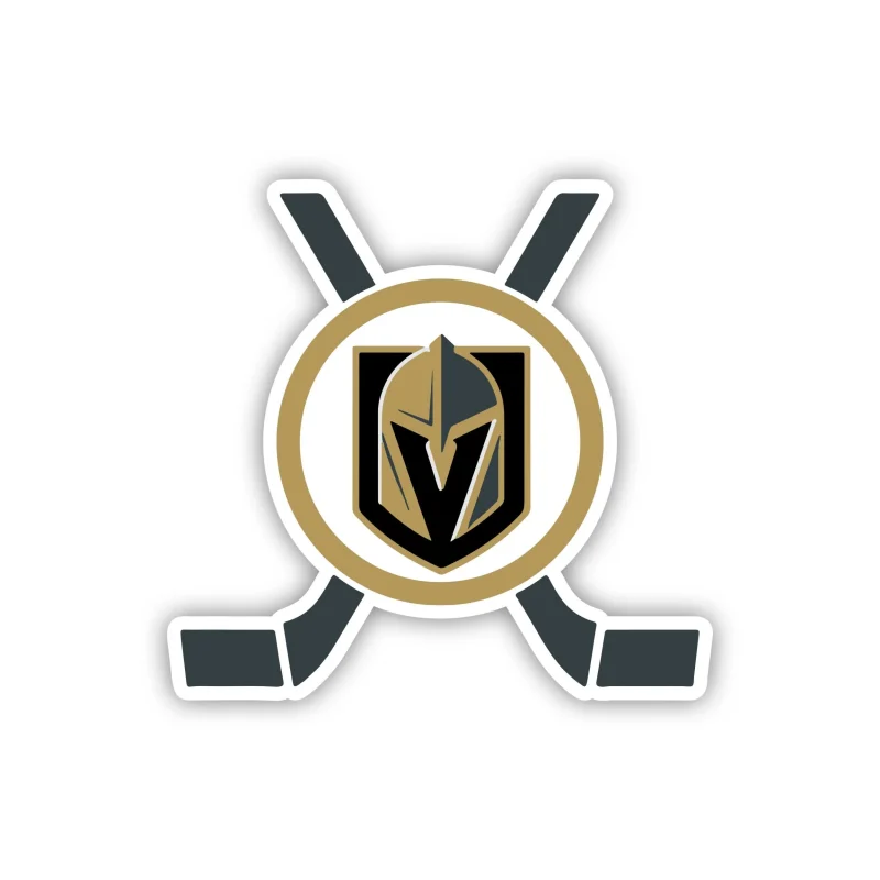 Vegas Golden Knights - Hockey Puck With Hockey Sticks Crossed - Iron On DTF Transfer - Custom Size