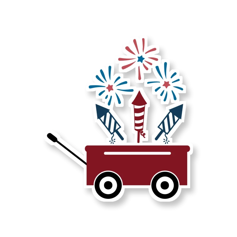 Wagon with Fireworks - Temporary Tattoo