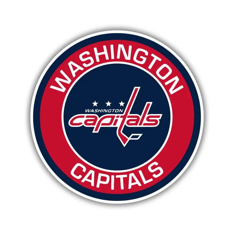 Washington Capitals - Circle With Name - Full Color Vinyl Sticker - Custom Size