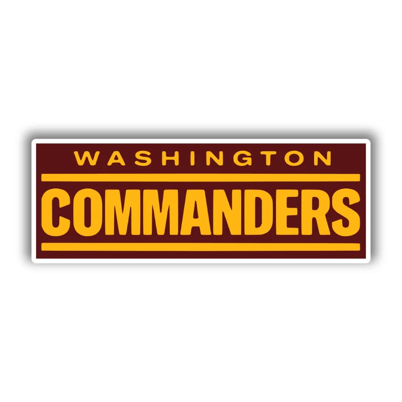 Washington Commanders - Burgundy Rectangle, Yellow Words- Full Color Vinyl Sticker - Custom Size