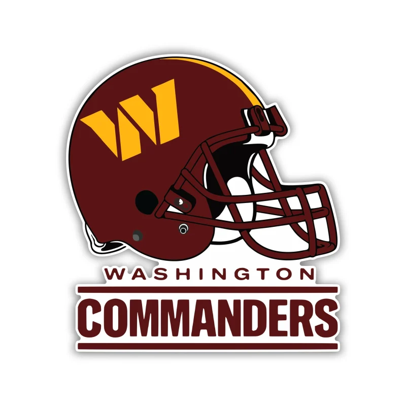 Washington Commanders - Helmet with Name- Full Color Vinyl Sticker - Custom Size