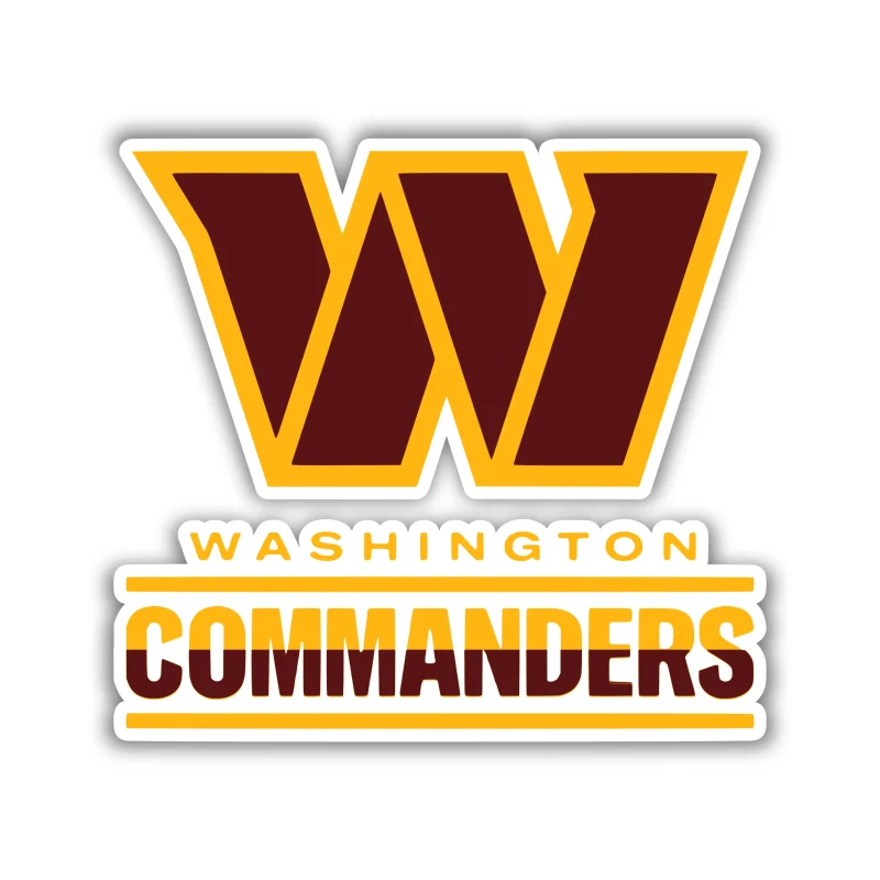 Washington Commanders - W with Ombre Words - Full Color Vinyl Sticker - Custom Size